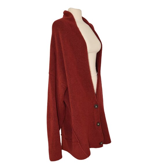 Free People Rust Cardigan M Oversized Boho Slouchy Indie Artsy Cozy Fall Layer - Picture 6 of 10